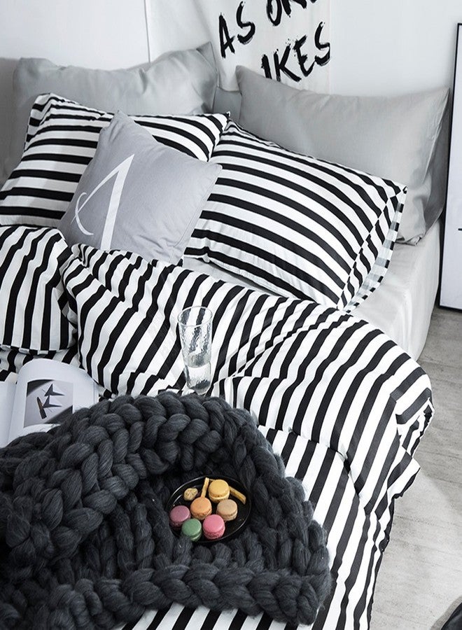 CLOTHKNOW Striped Pillowcases Standard Black and White Pillow Cases Ticking Set of 2 Bed Pillow Cases Envelope Closure Black Pillow Shams for Boys Girls - Image 5